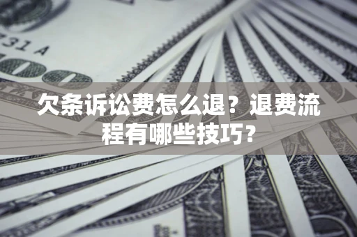 北京欠条诉讼费怎么退？退费流程有哪些技巧？